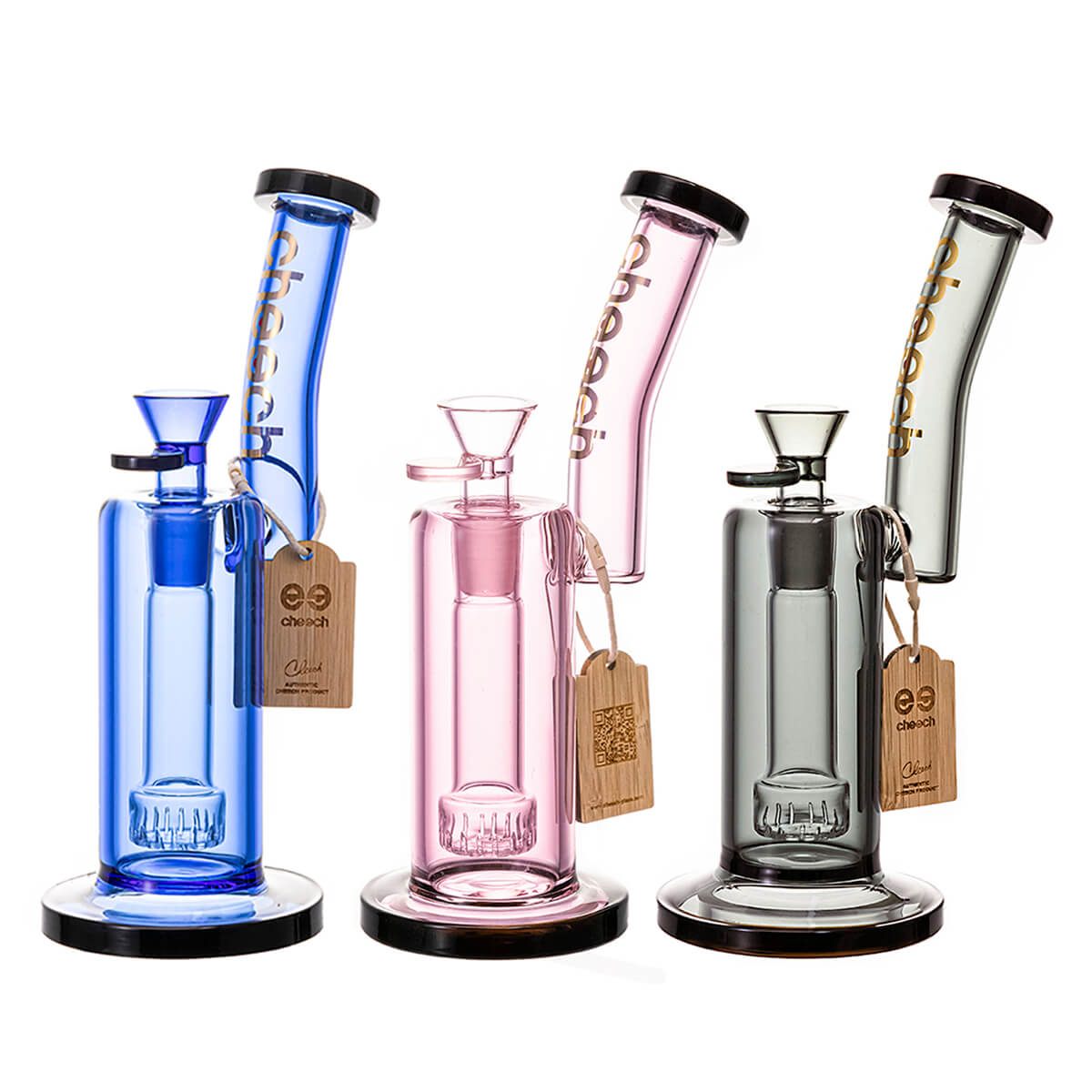 Solid Black/Blue/Pink Heady Glass Portable Dab Rig 9'' Official Cheech Glass