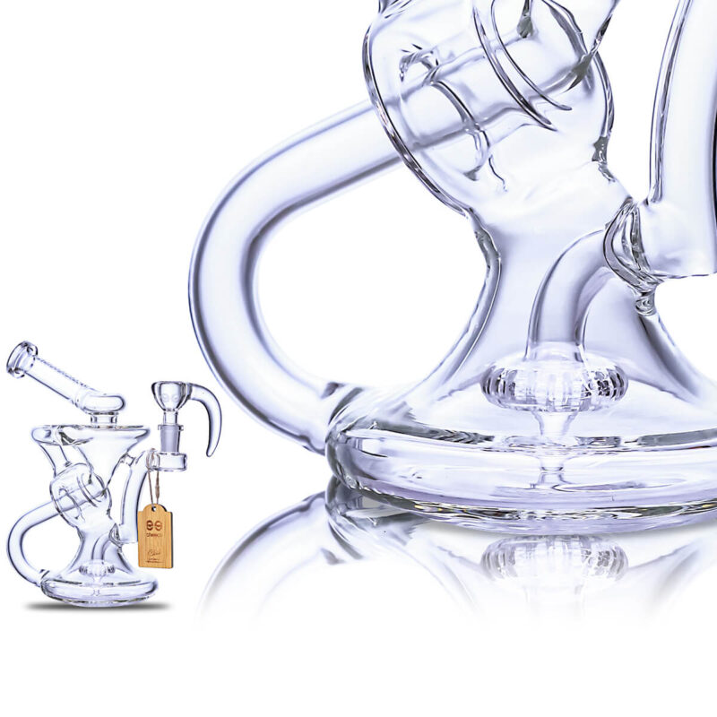 Discount Clear Color Recycler Mini Dab Rig With a Banger and Percolator On Sale