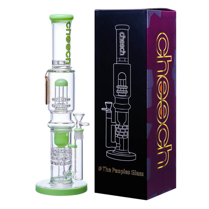 Green Color Showerhead Glass Recycler Water Pipe for Smoking With Smoke Box