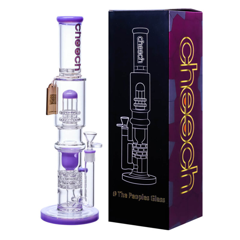 Purple Showerhead Glass Recycler Water Pipe for Smoking With Smoke Box For Sale